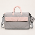 Grey-Pink — Sports Duffel Bag, front view with the detachable round pouch clipped to the strap